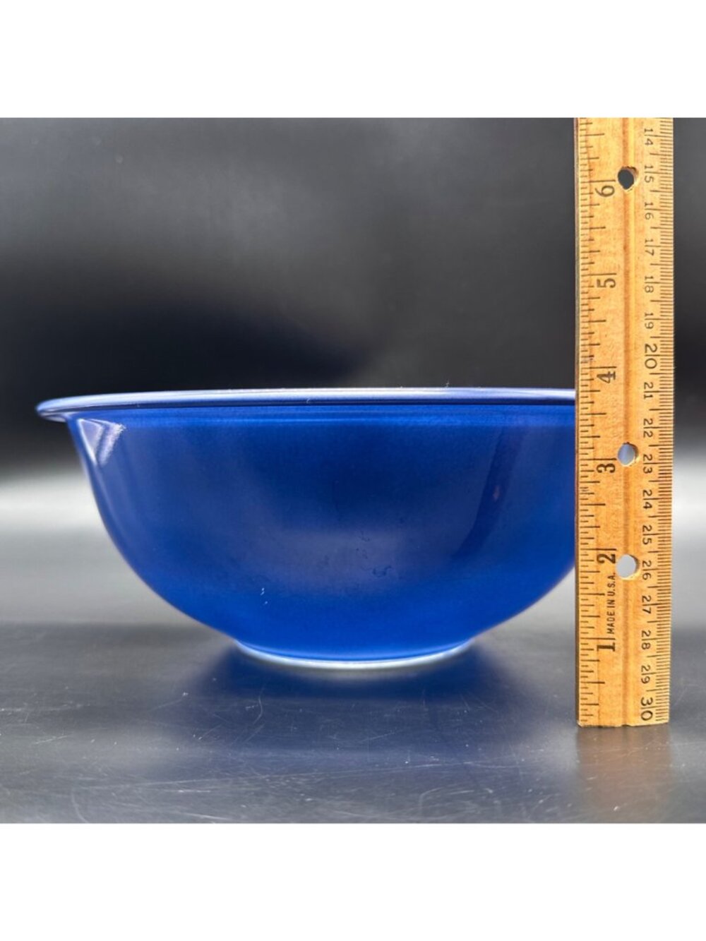 Vintage Pyrex Mixing Bowl Blue Glass 325 Made In USA 1980s Retro Serving 2.5L - Picture 9 of 9